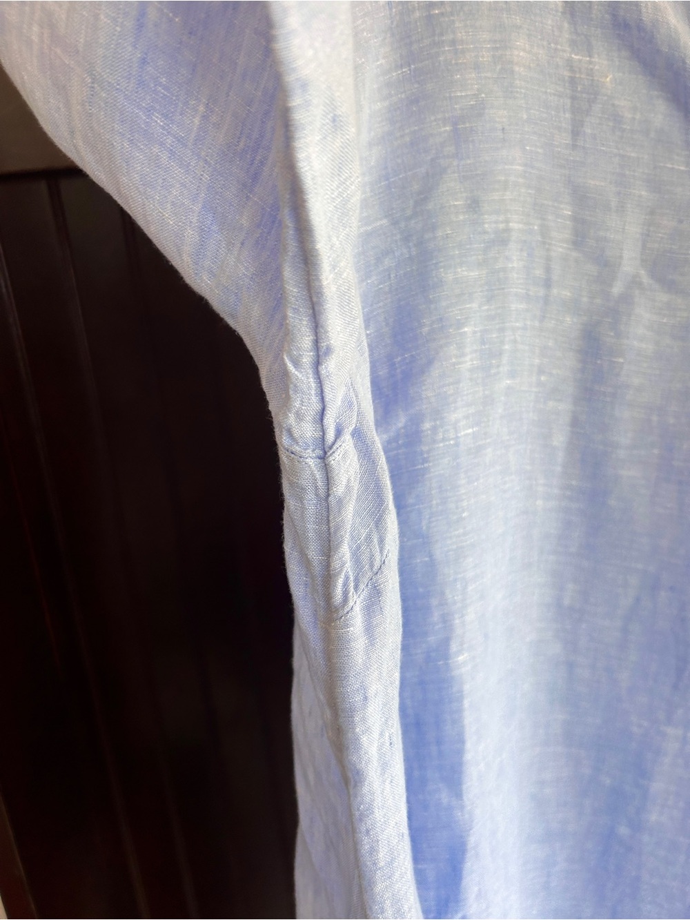 TAHARI Linen V Neck Popover Top 3/4 Sleeve Blue Coastal Breathable Relaxed Sz 1X - Picture 6 of 12